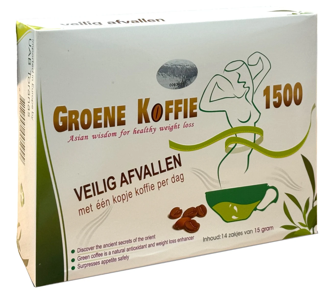 Groene koffie 1500 - 1 doosje (14 zakjes)